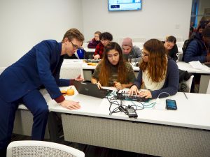 David Knapp works with students from the Leadership and Public Service High School in New York City.