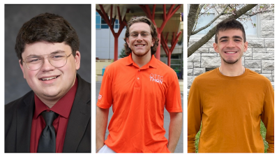Headshots of three SOE Remembrance Scholars: Mason Garbus, Mason Romero, and Josh Spodek