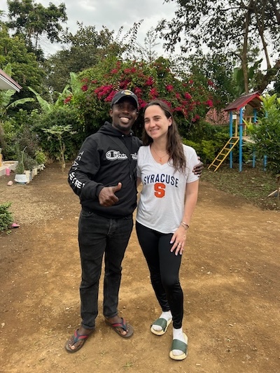 A man and woman stand together