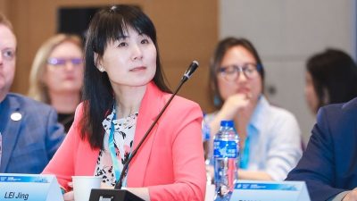 Jing Lei at an artificial intelligence conference