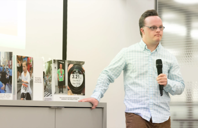 An InclusiveU student gives a presentation
