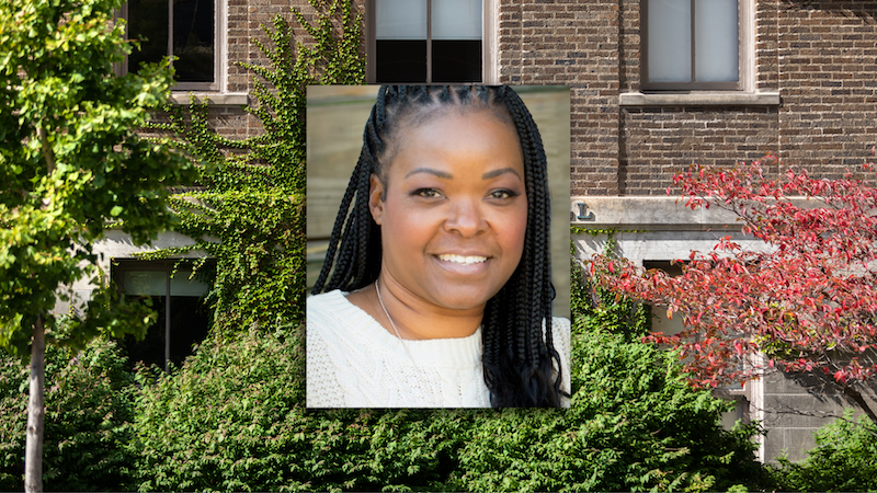 Nkenge Bergan Hero Image with Syracuse University School of Education as background