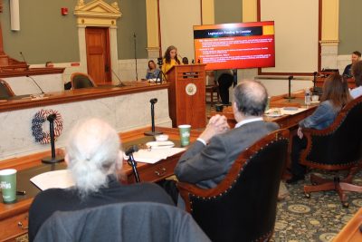 Students give a PowerPoint presentation