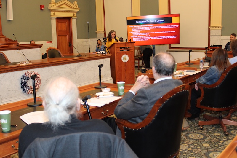 Students give a PowerPoint presentation