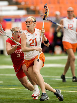 Katie FRowan Thompson playing lacrosse