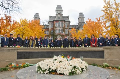 remembrance scholars at the rose laying ceremony